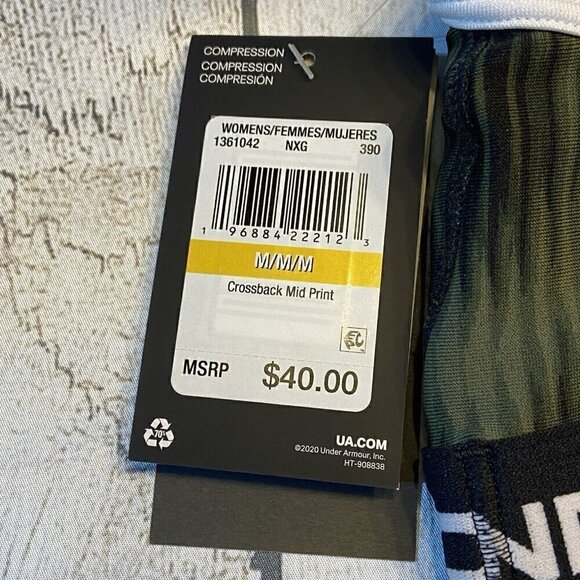 Under Armour Womens Mid Crossback Printed Sports Bra M Camo Workout Training NWT - Picture 5 of 14